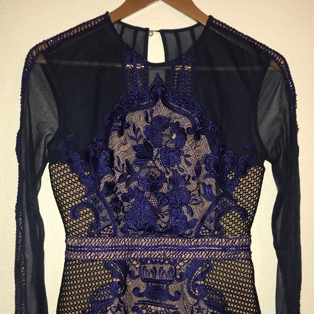 Self Portrait lace long sleeve mini dress